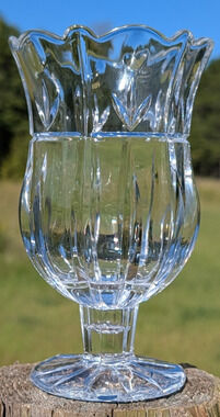 Tulip Garden Block Crystal Hurricane Footed Pedestal Vase 1999-2005 7"